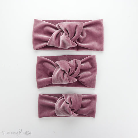 W2020 Knotted Turban Headband - Rose Pink Velvet