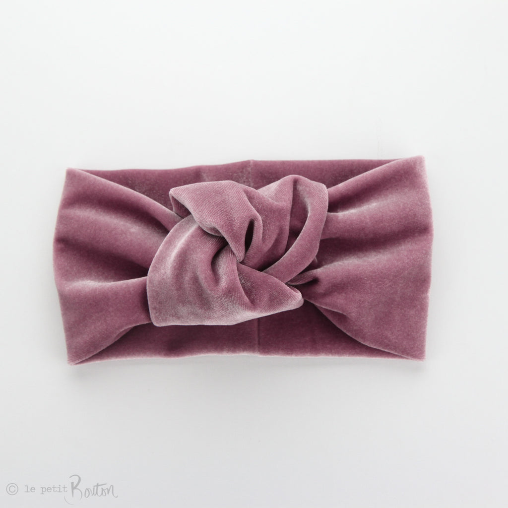 W2020 Knotted Turban Headband - Rose Pink Velvet