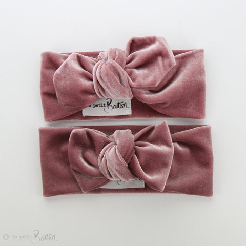 W2020 Luxe Velvet Top Knot Headband - Rose