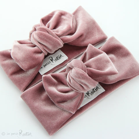 W2020 Luxe Velvet Top Knot Headband - Rose