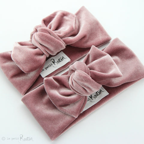 W2020 Luxe Velvet Bow Knot Headband - Rose