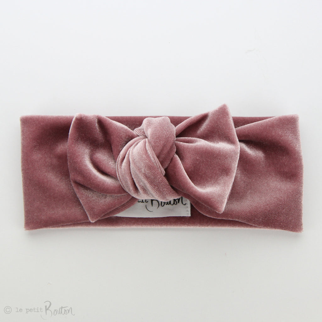 W2020 Luxe Velvet Bow Knot Headband - Rose