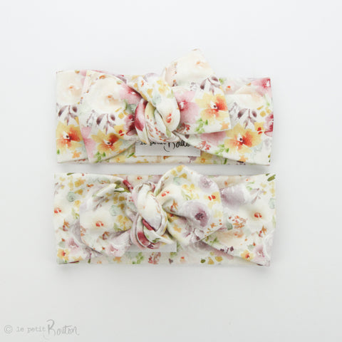 SS19 Organic Cotton Bow Knot Headband - Watercolor Wildflowers