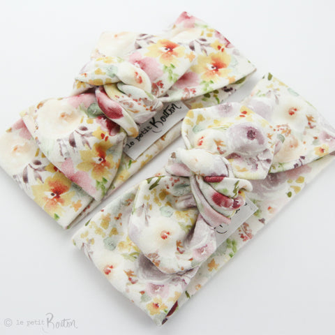 SS19 Organic Cotton Top Knot Headband - Watercolor Wildflowers