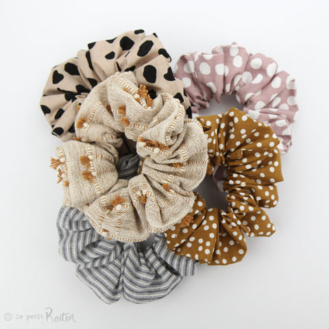 Luxe Statement Scrunchie - Dusty Pink Spotted Linen