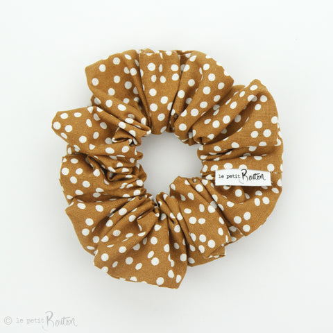 Luxe Statement Scrunchie - Gingerbread Spotted Linen