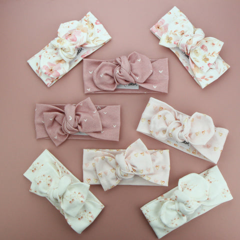 Autumn20 Organic Cotton Bow Knot Headband - Rosewood Hearts