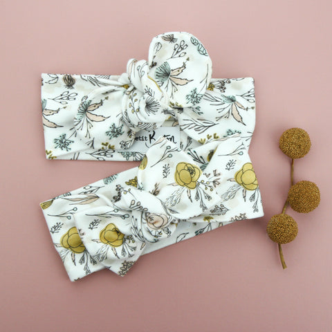 Autumn20 Organic Cotton Top Knot Headband - Exclusive - Hand Drawn Florals