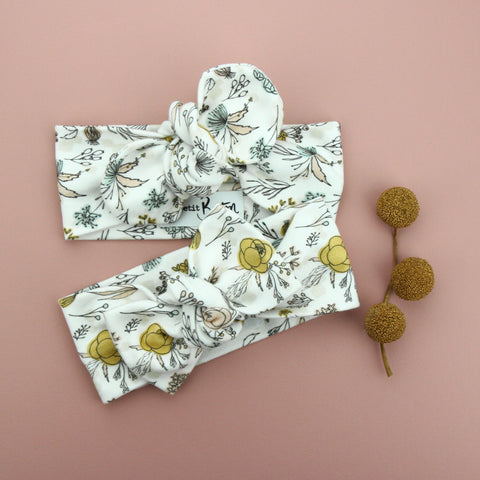 Autumn20 Organic Cotton Top Knot Headband - Exclusive - Hand Drawn Florals