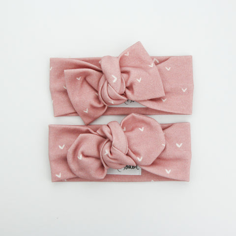 Autumn20 Organic Cotton Bow Knot Headband - Rosewood Hearts