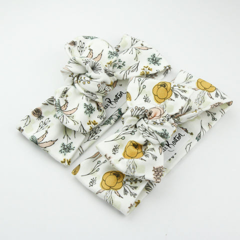 Autumn20 Organic Cotton Bow Knot Headband - Exclusive - Hand Drawn Florals