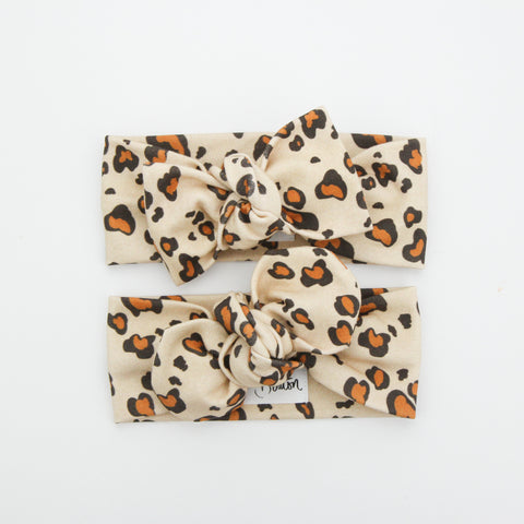 Autumn20 Organic Cotton Bow Knot Headband - EXCLUSIVE Leopard - Brick
