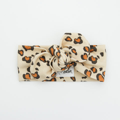 Autumn20 Organic Cotton Top Knot Headband - EXCLUSIVE Leopard - Brick