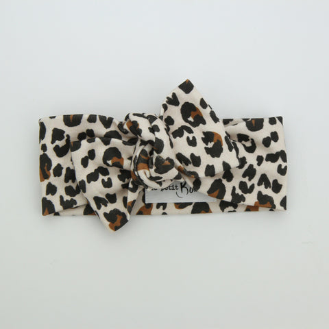 Autumn20 Organic Cotton Bow Knot Headband - Soft Blush Leopard