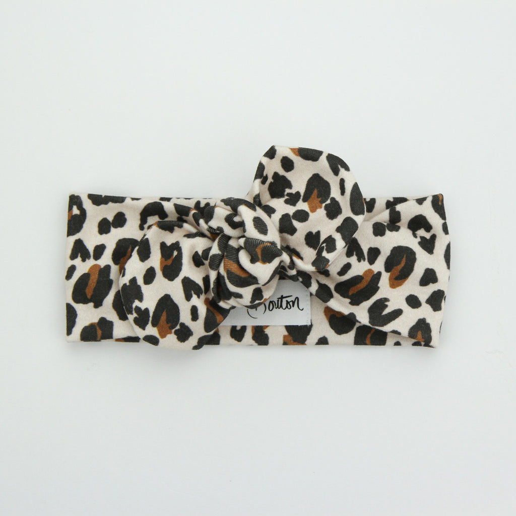 Autumn20 Organic Cotton Top Knot Headband - Soft Blush Leopard