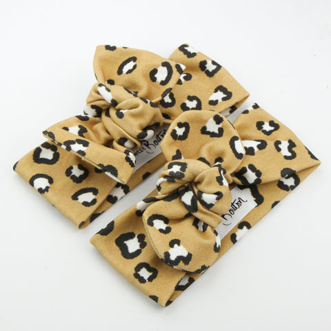 Autumn20 Organic Cotton Bow Knot Headband - Exclusive - Leopards Love Mustard