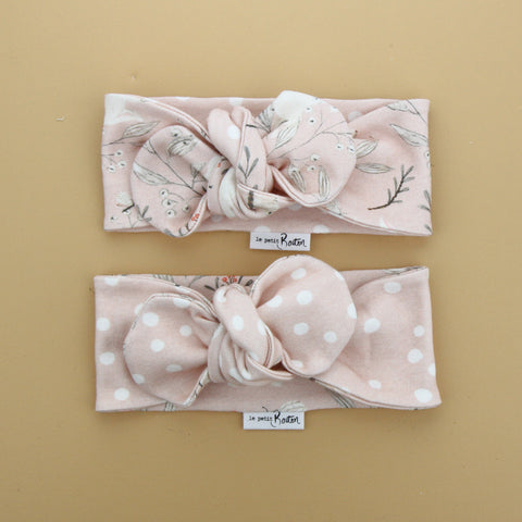 Easter - Organic Cotton Reversible Top Knot Headband - Whimsical Blush Bunny