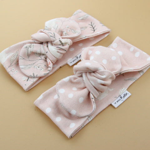 Easter - Organic Cotton Reversible Top Knot Headband - Whimsical Blush Bunny