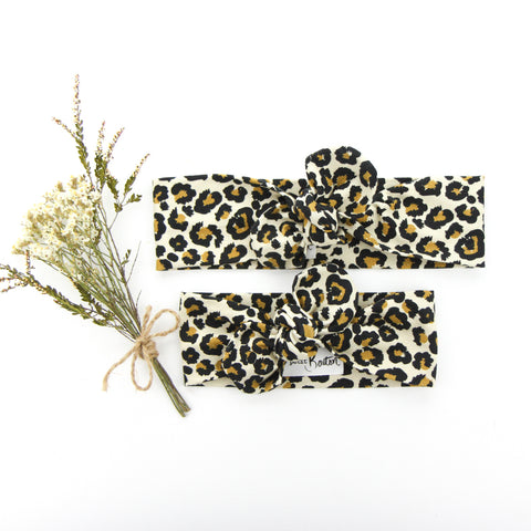 AW2020 Cotton Lycra Knit Top Knot Headband - Leopard Love