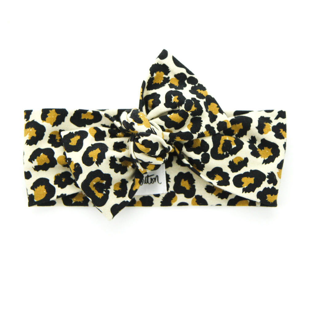 AW2020 Cotton Lycra Knit Bow Knot Headband - Leopard Love