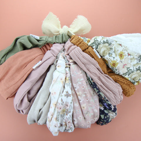 Luxe Organic Muslin Adult Turban Headband - Exclusive Pink Wildflowers