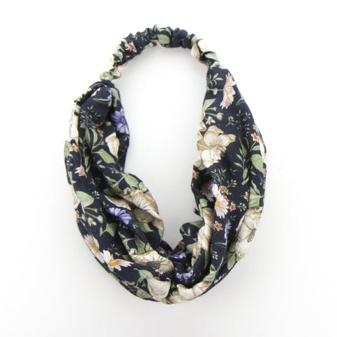 Luxe Muslin Adult Turban Headband - Navy Floral