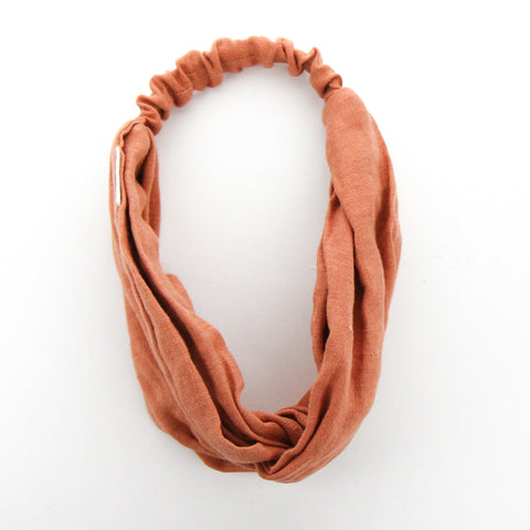 Luxe Linen Adult Turban Headband - Terracotta Linen