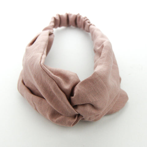 AW2020 Luxe Linen Adult Turban Headband - Dusty Pink Linen