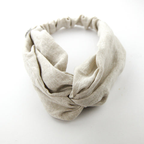 Luxe Linen Adult Turban Headband - Oaten Linen