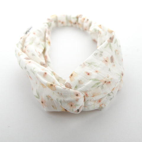 Luxe Organic Muslin Adult Turban Headband - Exclusive Milk Flower