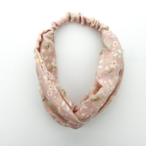 Luxe Organic Muslin Adult Turban Headband - Exclusive Pink Wildflowers