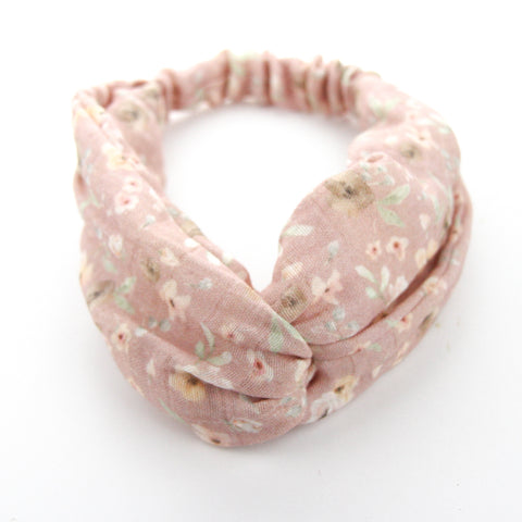 Luxe Organic Muslin Adult Turban Headband - Exclusive Pink Wildflowers