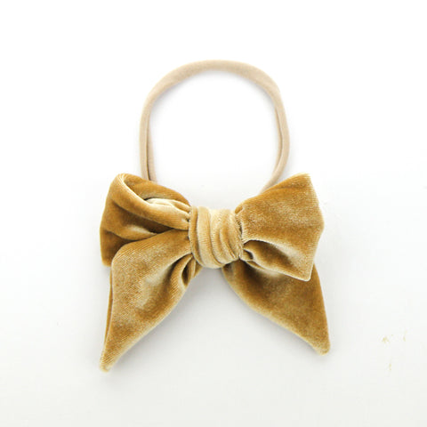 W20 Luxe Velvet Bow on Nylon Headband - Caramel Velvet