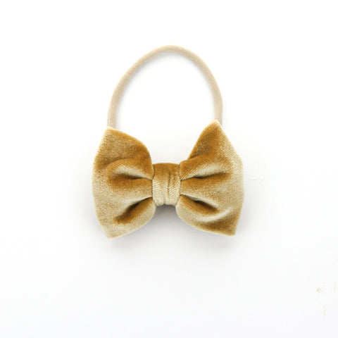 W2020 Velvet Large Bow on Nylon Headband - Caramel Velvet