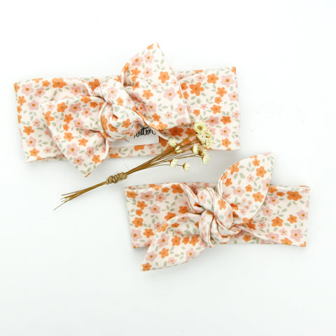 Organic Cotton Bow Knot Headband - Tangerine Blossom