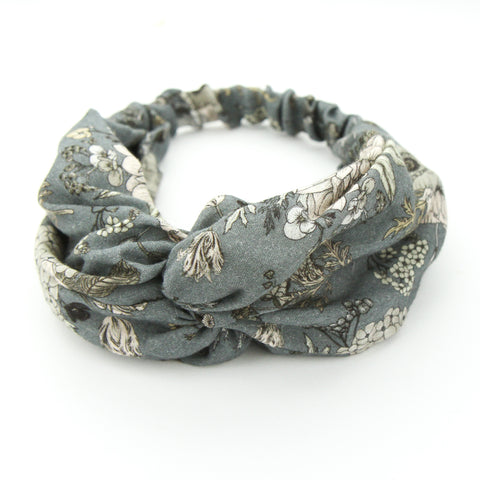 SS20 Luxe Muslin Adult Turban Headband - Latte/Grey Floral