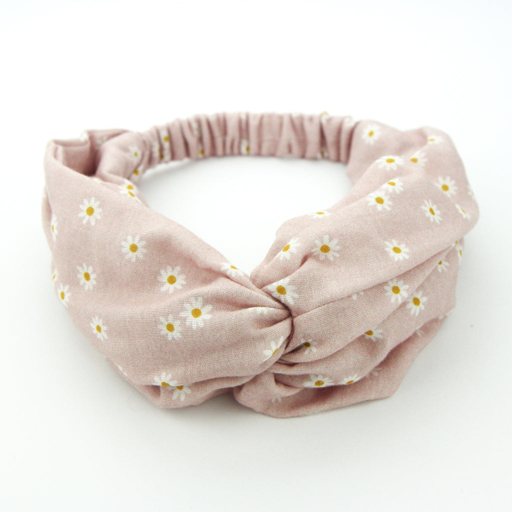 SS20 Luxe Muslin Adult Turban Headband - Pink Salt Daisy