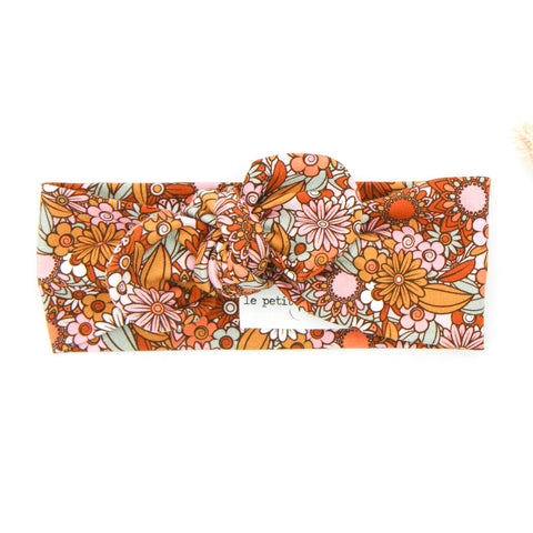 SS20 Cotton Lycra Knit Top Knot Headband - Flower Power - Floral