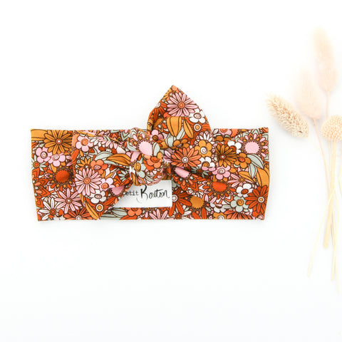 SS20 Cotton Lycra Knit Bow Knot Headband - Flower Power - Floral