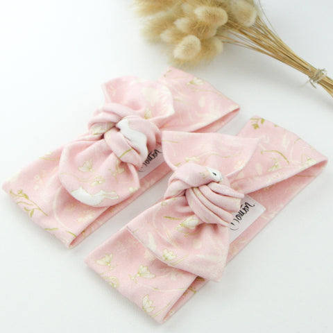 Easter - Organic Cotton Bow Knot Headband - Ballerina Pink Bunny