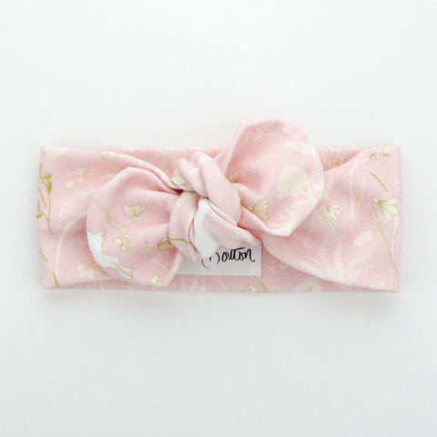 Easter - Organic Cotton Top Knot Headband - Ballerina Pink Bunny