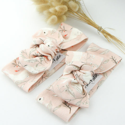 Easter - Organic Cotton Top Knot Headband - Blush Whimsical Bunny