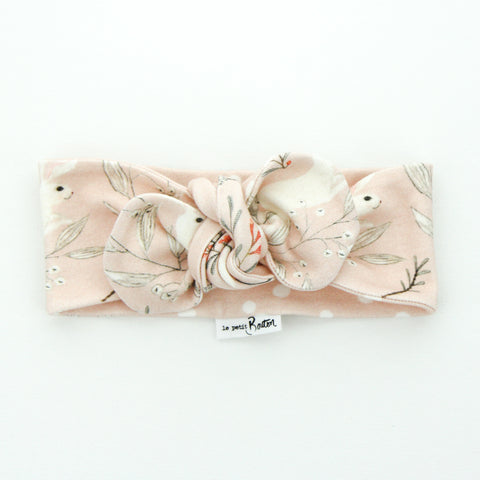 Easter - Organic Cotton Reversible Top Knot Headband - Whimsical Blush Bunny