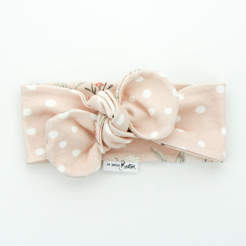 Easter - Organic Cotton Reversible Top Knot Headband - Whimsical Blush Bunny