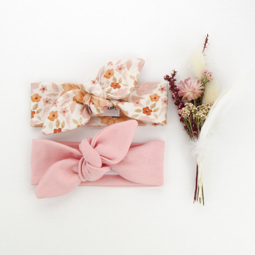 Newborn Organic Cotton Top Knot Headband - Pretty Blooms