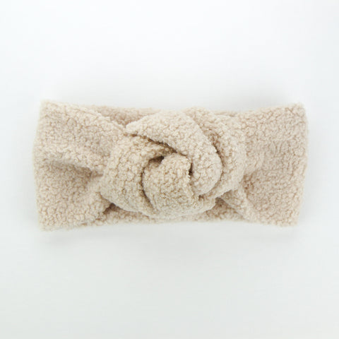 Luxe Teddy Fabric Knotted Turban Headband - Cookie Dough - Adult