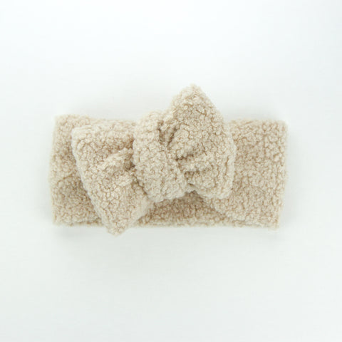 Luxe Teddy Fabric Oversized BowKnot Headband - Cookie Dough