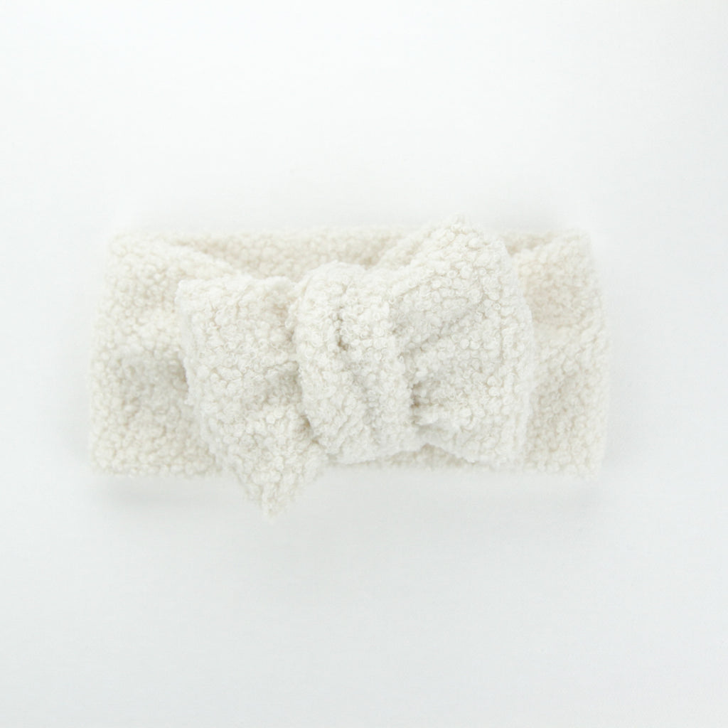 Luxe Teddy Fabric Oversized BowKnot Headband - French Creme