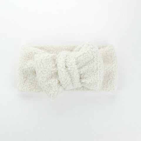 Luxe Teddy Fabric Oversized BowKnot Headband - French Creme