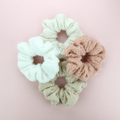 Luxe Teddy Fabric Statement Scrunchie - Blush Pink